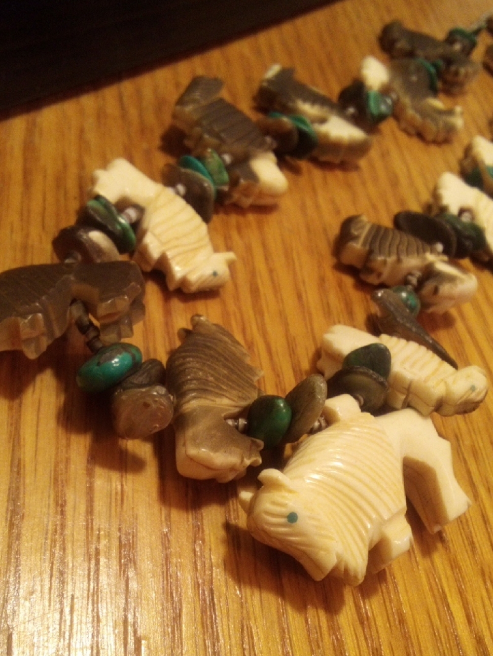 Natural Ivory & Turquoise Native Themed Bead Necklace